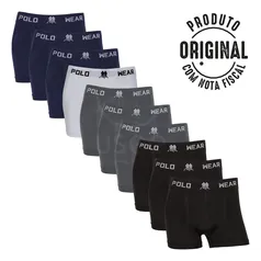 Kit com 10 Cuecas Boxer Poliéster Elastano Polo Wear