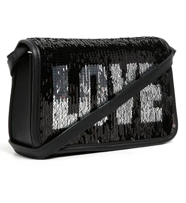 Bolsa Cross Paetê Love - Preto