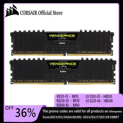 Memória RAM DDR4 (2x16gb) 3200mhz Corsair Vengeance