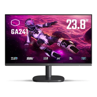 Monitor Gamer Cooler Master Ga241 Flat 23.8" FHD, VA, 1ms, 100hz, HDMI e VGA, Vesa, Preto - CMI-GA241-BR