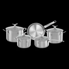 [R$ 494,10 AME] PRIME - Conjunto de Panelas Inox 5 peças Electrolux Design R$549