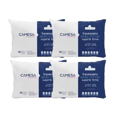 Travesseiros Camesa Micro Cotton 100% Poliéster 180 Fios 4 unidades
