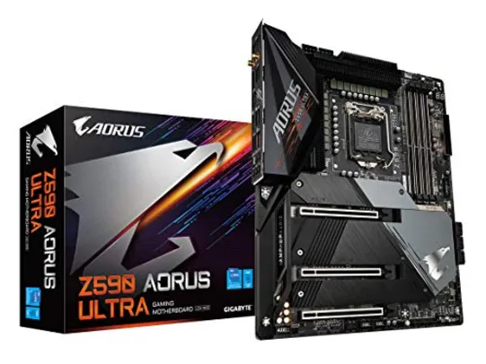 Placa mãe para jogos GIGABYTE Z590 AORUS ULTRA (LGA 1200/ Intel Z590/ ATX/Triple M.2/ PCIe 4.0/ USB 3.2 Gen2X2 Tipo-C/Intel WIFI 6/2.5GbE LAN/P)