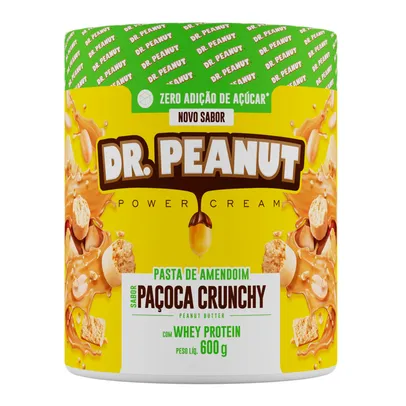 Saindo por R$ 29,99: Pasta de Amendoim Dr. Peanut Sabor Paçoca Crunchy com Whey Protein 600g | Pelando
