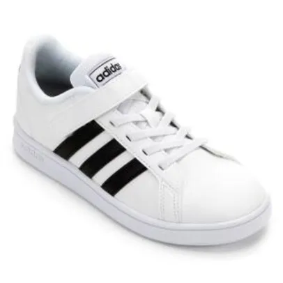 Tênis Infantil Adidas Grand Court C Velcro - Branco e Preto | R$125