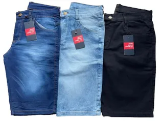 Kit 3 Bermudas Jeans Masculina Lycra Elastano - Jeans Brasil 