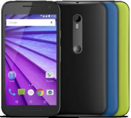 [Saraiva] Smartphone Motorola Moto G HDTV 3ª Geração Preto 4G Tela 5" Android 5 Câmera 13Mp Dualchip 16Gb por R$ 777