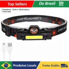 Lanterna de Cabeça Led COB Caminhada Pesca Ciclismo