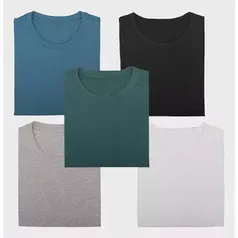 [AME R$57] Kit 5 Camisetas Slim Premium 100% Algodão 