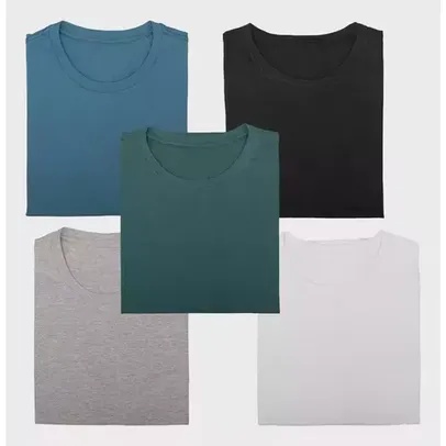 [AME R$57] Kit 5 Camisetas Slim Premium 100% Algodão 