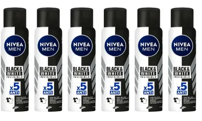 6 Unidades Desodorante Nivea Invisible Black & White Aerossol