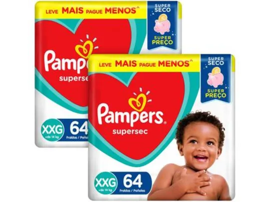 Kit Fralda Pampers Supersec Noturno - Tam. XXG + de 14kg 128 Unidades - Fralda Descartável - Magazine Luiza