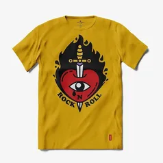Camiseta Rock N Roll Tattoo - Amarela (Frente)