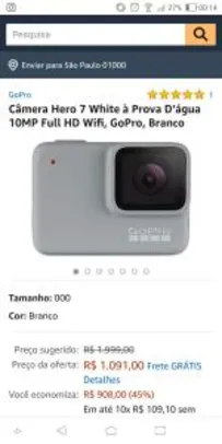 GoPro Hero 7 White à Prova D’água 10MP Full HD Wifi - R$ 1091