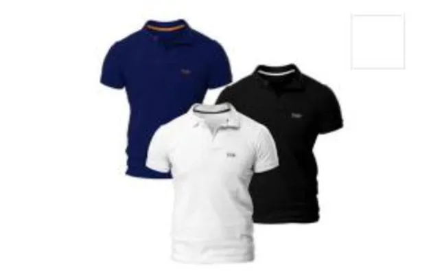 Kit com Três Camisas Polo Piquet Slim Fit - POLO Match R$100