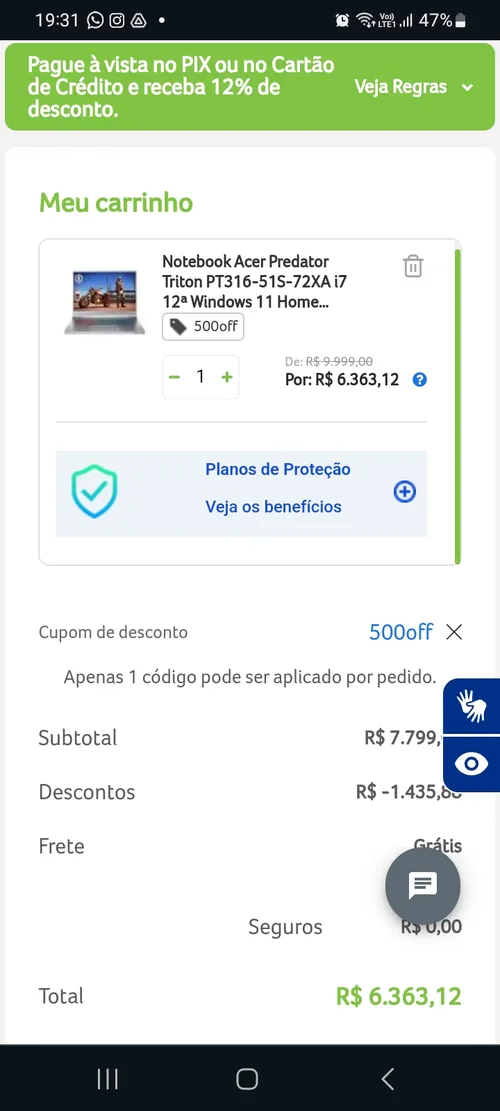 Imagem na descrição da promoção