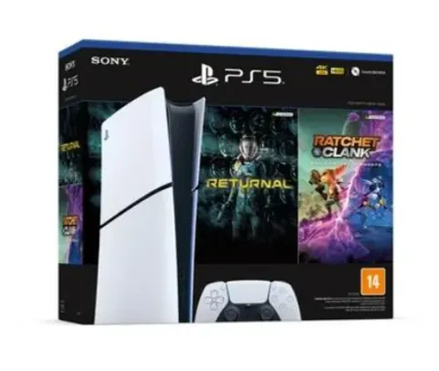 Console PlayStation 5 Slim, Edição Digital, Branco + 2 Jogos - 1000038914