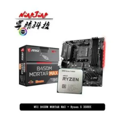 Processador Ryzen 5 3500x (Sem Cooler) + Placa mãe MSI B450 Mortar Max | R$1.396