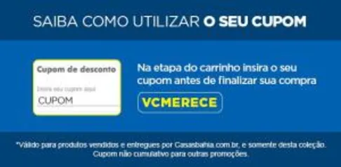 Até 15% OFF em produtos selecionados nas nas casas Bahia.