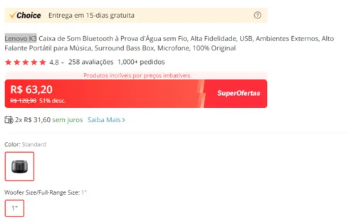 Imagem na descrição da promoção