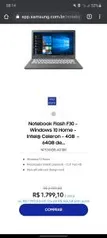 Notebook Flash F30 - W10 Home - Intel® Celeron - 4GB - 64GB de SSD | R$1.799