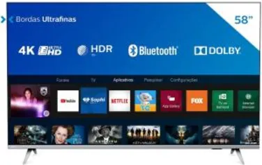 Smart TV Philips 58" 58PUG6654/78 4K UHD HDR10+ Dolby Vision Dolby Atmos Bluetooth WiFi 3 HDMI 2 USB | R$2799