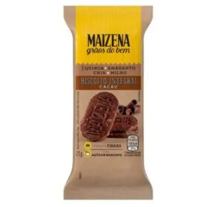 [50% OFF NA 2ª UNIDADE] Biscoito Integral Maizena Cacau 25g | R$0,67 un