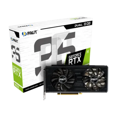 Placa de Vídeo Palit NVIDIA GeForce RTX 3050 Dual, LHR, 8GB, GDDR6, DLSS, Ray Tracing, NE63050019P1-