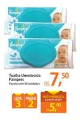 Lenços umedecidos Pampers 48 unidades leve 3 pague 2 - R$ 5 o pacote