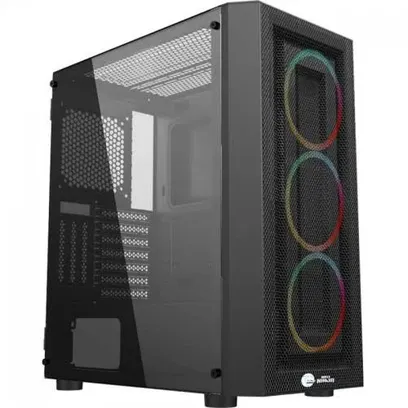 Foto do produto Gabinete Gamer Ninja Saga, Mid Tower, RGB, Vidro Temperado, ATX, Black, Sem Fonte, Com 4 Fans