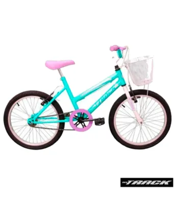 Bicicleta Infantil Track & Bikes com Cesta Cindy BW Aro 20 Azul e Branco