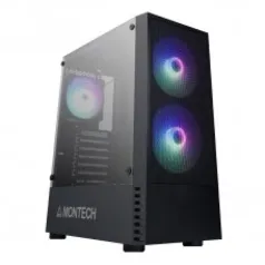 Gabinete Gamer Montech X2 MESH, Mid Tower, Vidro Temperado, Black, ATX, Sem Fonte, Com 3 Fans RGB