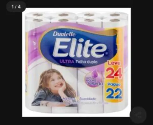 Papel higiênico Elite Ultra folha dupla 30m de 24un. | R$ 19