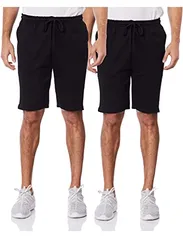 Kit 2 Bermudas de Moletom Básica, basicamente., masculino, Preto/Branco, P