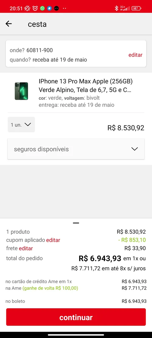 Imagem na descrição da promoção