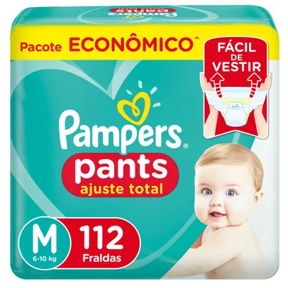 Fralda Pampers Pants Ajuste Total Tamanho M Com 112 Unidades