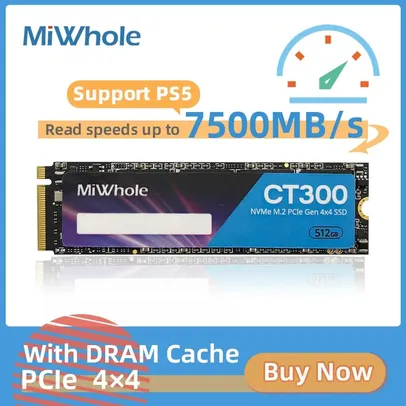 Saindo por R$ 282,59: SSD NVME M.2 MiWhole CT300 1TB - PCIe 4.0 - Leitura: 7500MB/s e Gravação: 6500MB/s | Pelando