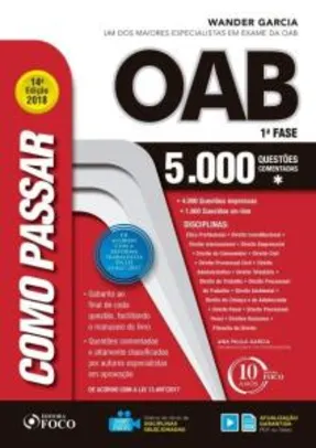 Como Passar na OAB 1ª fase 5.000 questões comentadas 14ª ed. 2018 - R$67,10