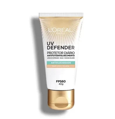 Protetor Solar Facial L'Oréal Paris UV Defender Antioleosidade Cor Clara FPS 60, 40g