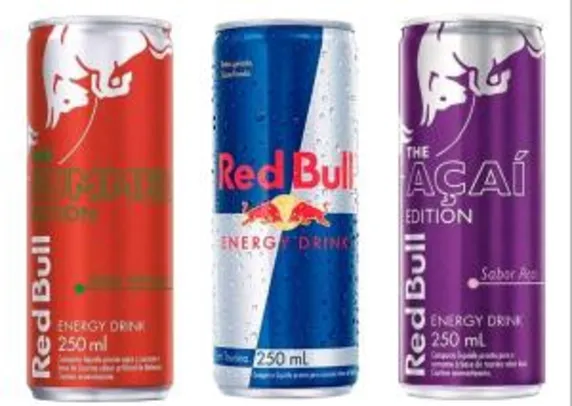[C. OURO] 18 latas energético Red bull (3 sabores) R$3,79 cada