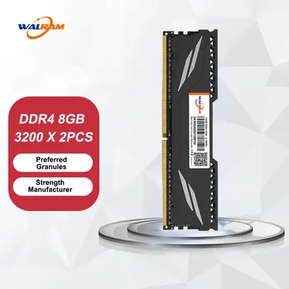 [R$128 GPAY / MOEDAS] Memórias Ram DDR4 Walram 16GB (2X8GB) 3200mhz