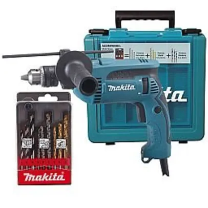 Furadeira de Impacto Vel. Variável e Reversível 1/2 Pol. 760W  com Kit de Broca - MAKITA-HP1640KX1