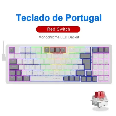 (Taxa inclusa) E-YOOSO Z94 - Teclado mecânico com fio, padrão português ABNT c/ NUMPAD - Switch Huano