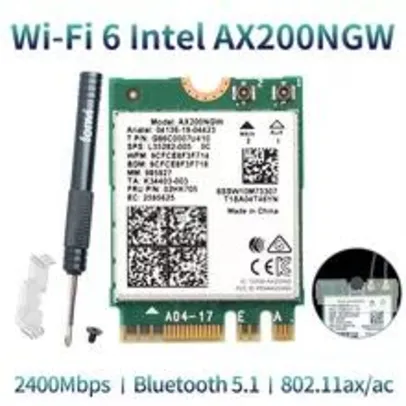 Placa wifi6 Intel ax200 2974mbps bluetooth 5.1 - R$95