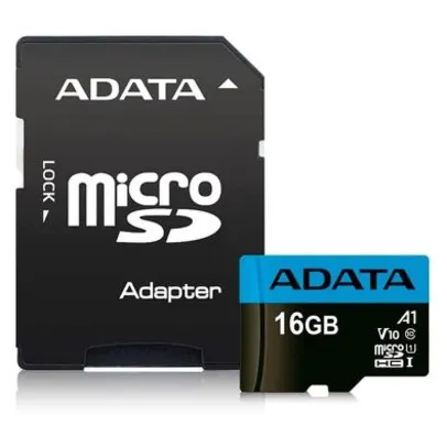 Cartão de Memória Adata 16GB Classe 10 com Adaptador | R$19