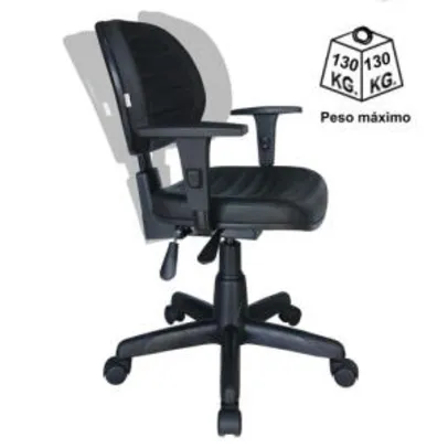 Cadeira de Escritório Executiva Back System COSTURADA com Braços Reguláveis - Corino Preto - R$560