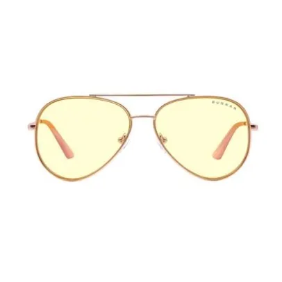 Óculos Gunnar Maverick com Filtro de Luz Azul, Âmbar Amarelo, Armação Clássica de Ouro Rosa - MAV-01