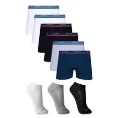 [AME R$ 79,92] - Kit 6 Cuecas Lupo Boxer Algodão 523 + 3 pares de meia Ted Socks 1500