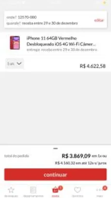 iPhone 11 64GB Vermelho R$3869