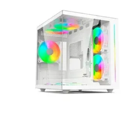 [Com Cashback Pelando R$179] Gabinete Gamer C3Tech Gaming Aquarius MT-G810WH, Branco, Mini Tower, Micro ATX, Lateral em Vidro Temperado